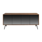 Angel Cerdá 3061 - Modern Dressoir Zwart Spiegelglas en Walnoot