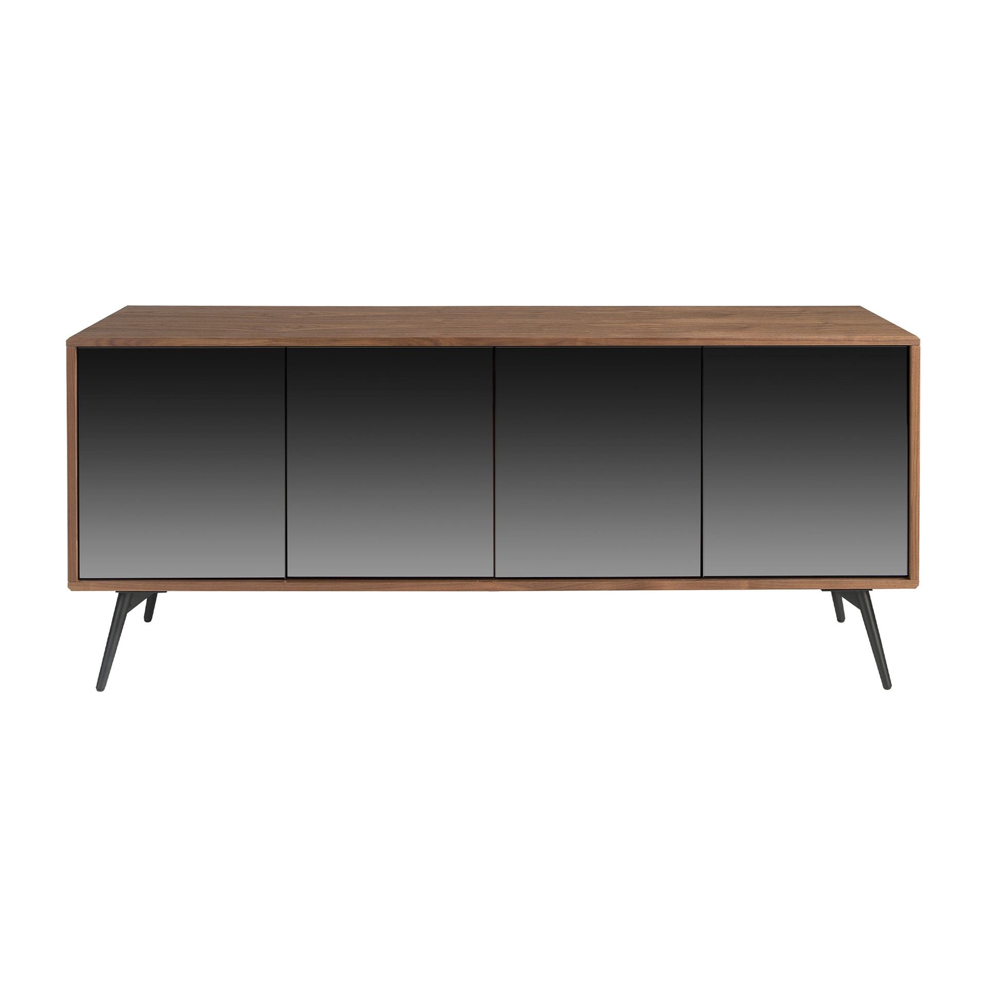 Angel Cerdá 3061 - Modern Dressoir Zwart Spiegelglas en Walnoot