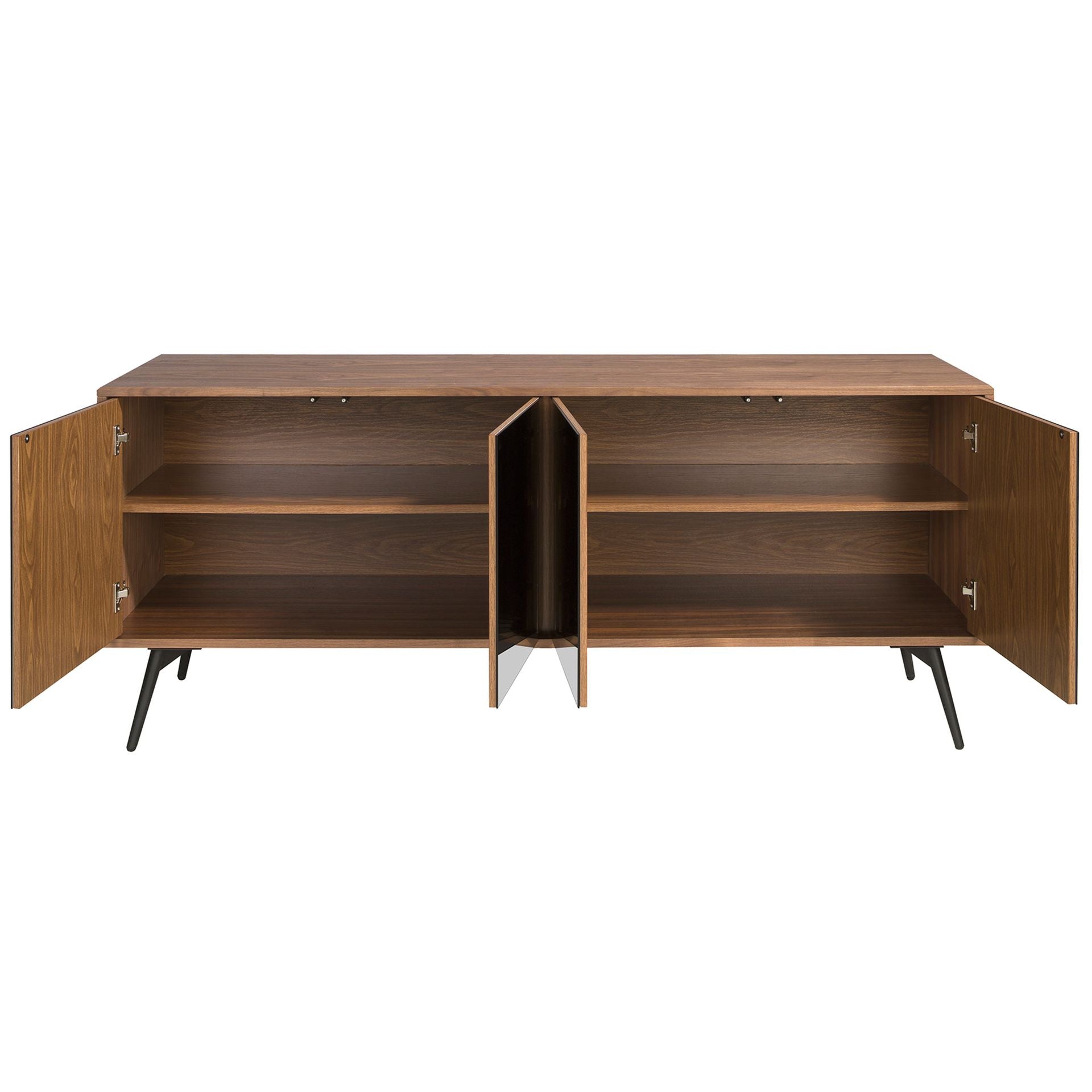 Angel Cerdá 3061 - Modern Dressoir Zwart Spiegelglas en Walnoot
