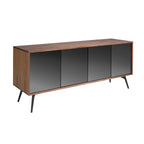 Angel Cerdá 3061 - Modern Dressoir Zwart Spiegelglas en Walnoot