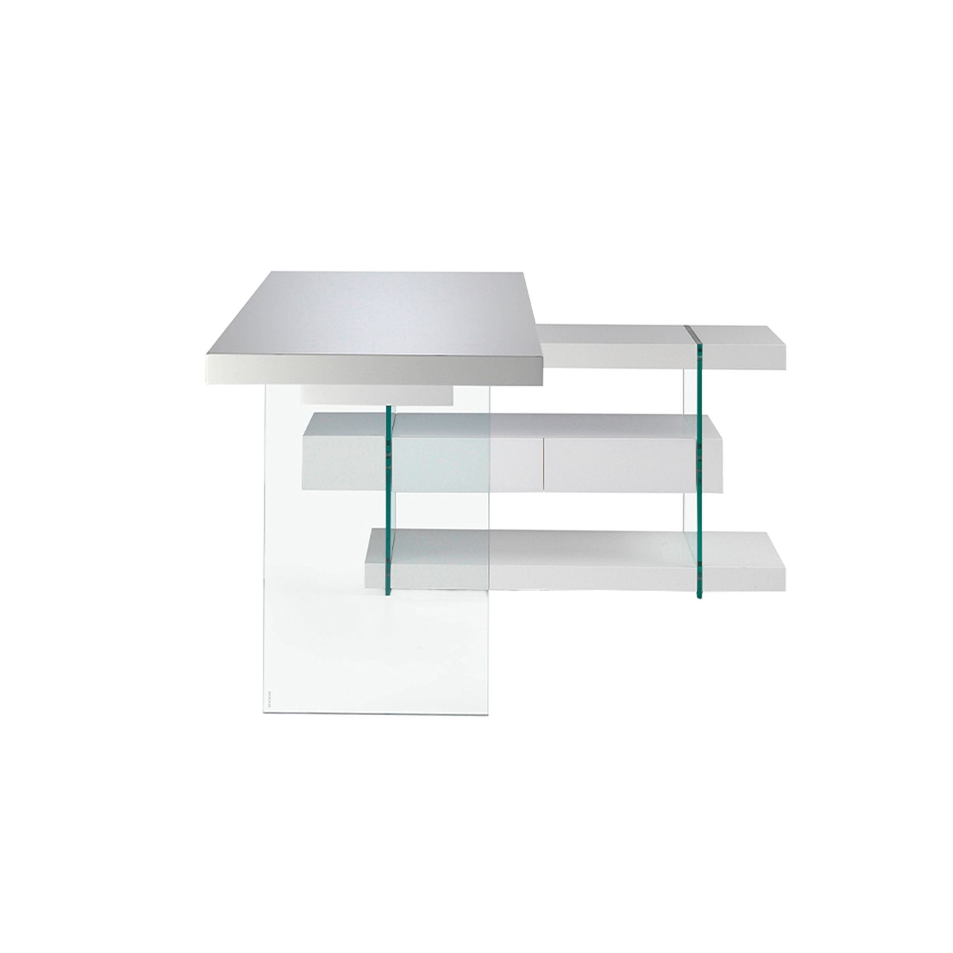 Angel Cerdá 3002 - Modern Bureau Wit Hout met Gehard Glas & Laden