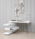 Angel Cerdá 3002 - Modern Bureau Wit Hout met Gehard Glas & Laden