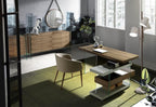 Angel Cerdá 3003 - Modern Bureau Grijs Hout met Walnoten Blad & Glas