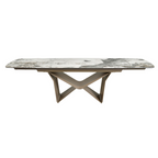 Angel Cerdá 1154 – Ovale Uitschuifbare Eettafel Marmerlook & Taupe Staal