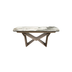 Angel Cerdá 1154 – Ovale Uitschuifbare Eettafel Marmerlook & Taupe Staal