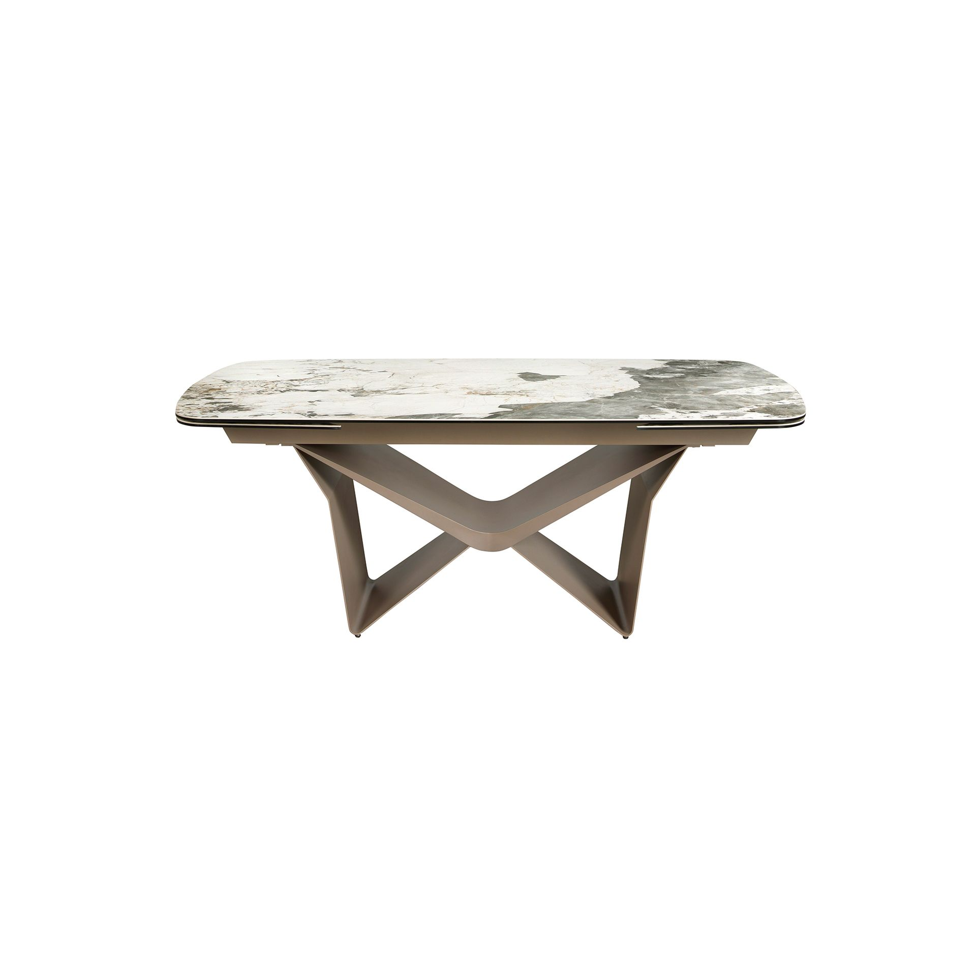 Angel Cerdá 1154 – Ovale Uitschuifbare Eettafel Marmerlook & Taupe Staal