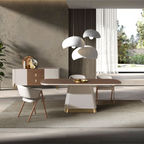Angel Cerdá 1166 – Elegante rechthoekige eettafel in walnoot en beige hout