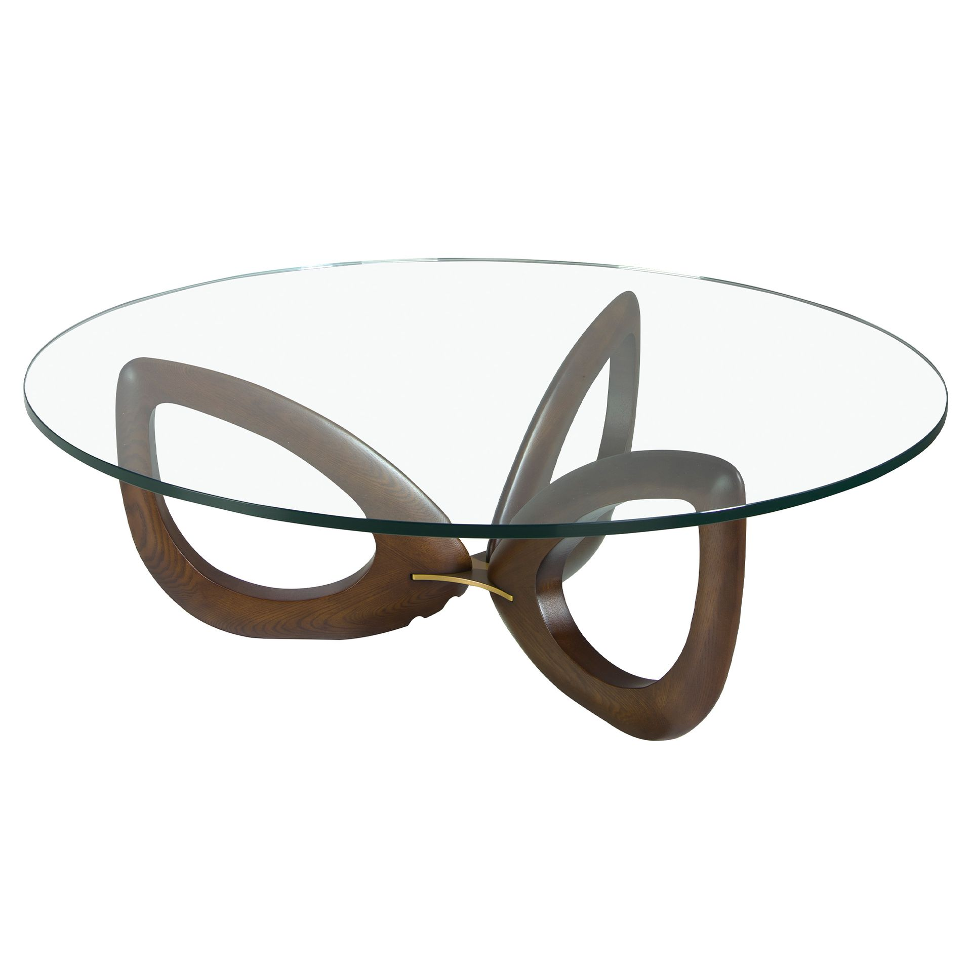 Angel Cerdá 2053 - Ronde salontafel van gehard glas en walnoot