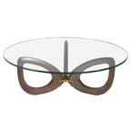 Angel Cerdá 2053 - Ronde salontafel van gehard glas en walnoot