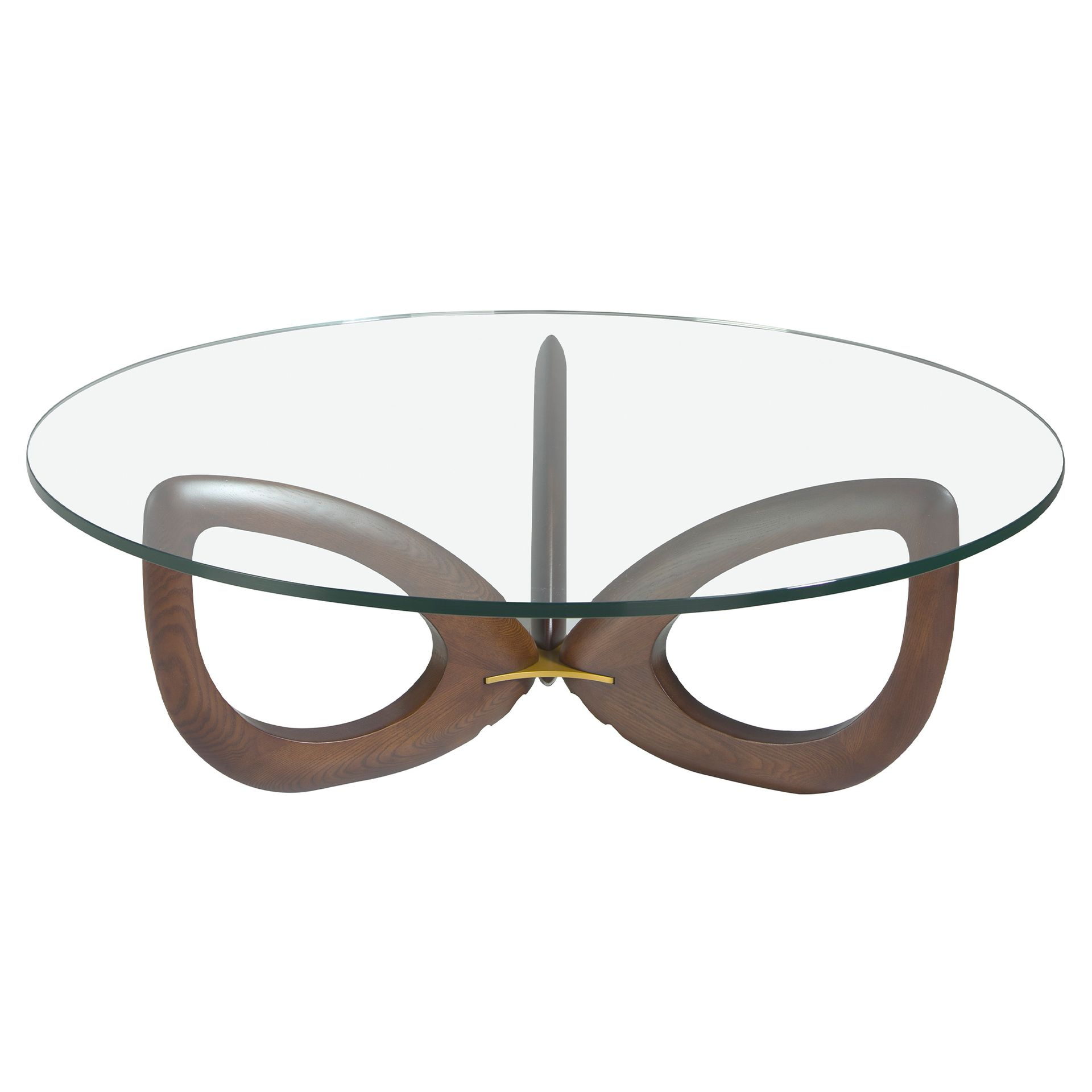 Angel Cerdá 2053 - Ronde salontafel van gehard glas en walnoot