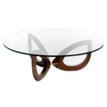 Angel Cerdá 2053 - Ronde salontafel van gehard glas en walnoot