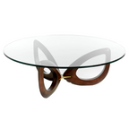 Angel Cerdá 2053 - Ronde salontafel van gehard glas en walnoot