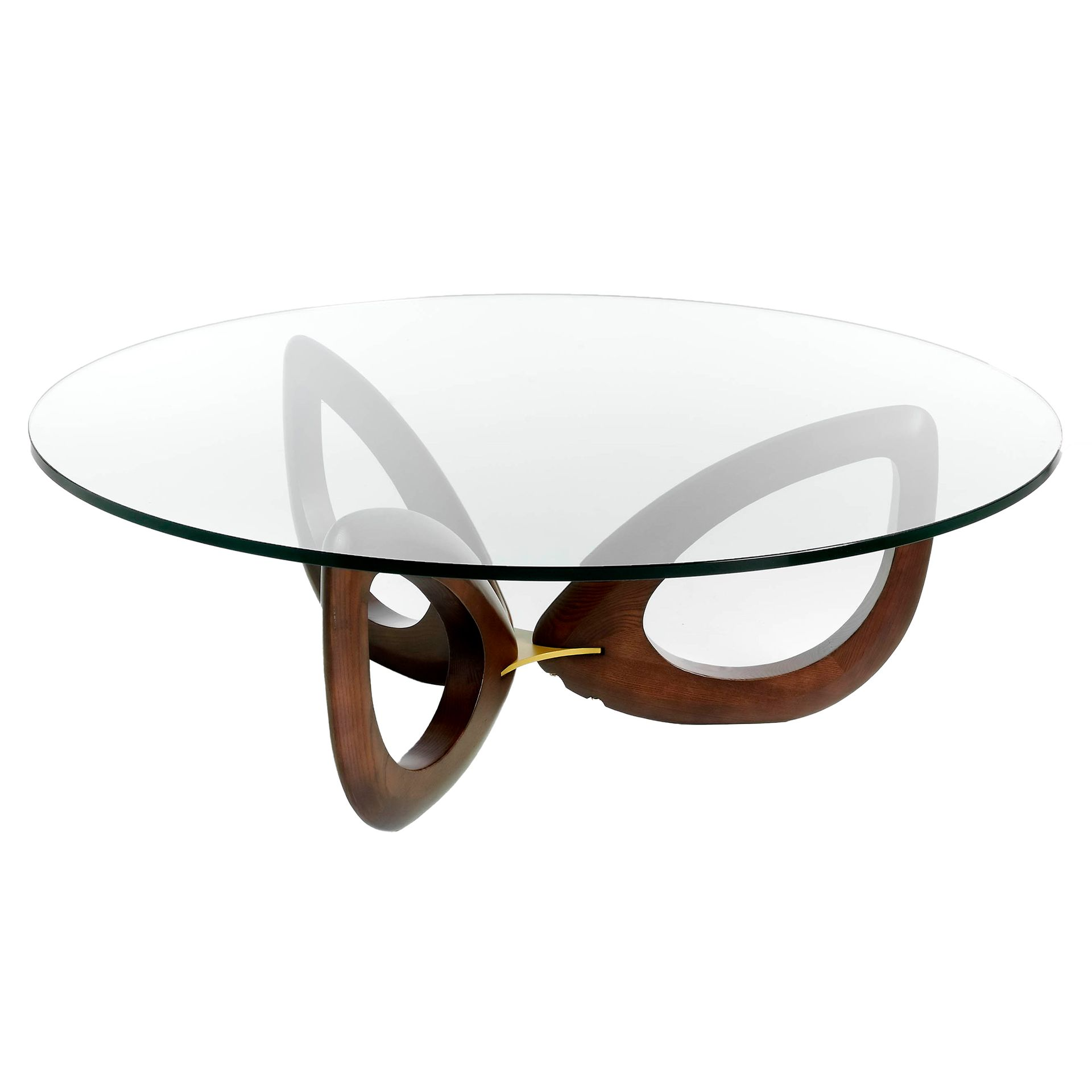 Angel Cerdá 2053 - Ronde salontafel van gehard glas en walnoot