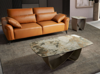 Angel Cerdá 2145 – Luxe vierkante hoektafel in porselein marmer en metallic taupe staal