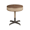 Angel Cerdá 2156 – Elegante ronde hoektafel van kunstleer, walnoot en grijs staal