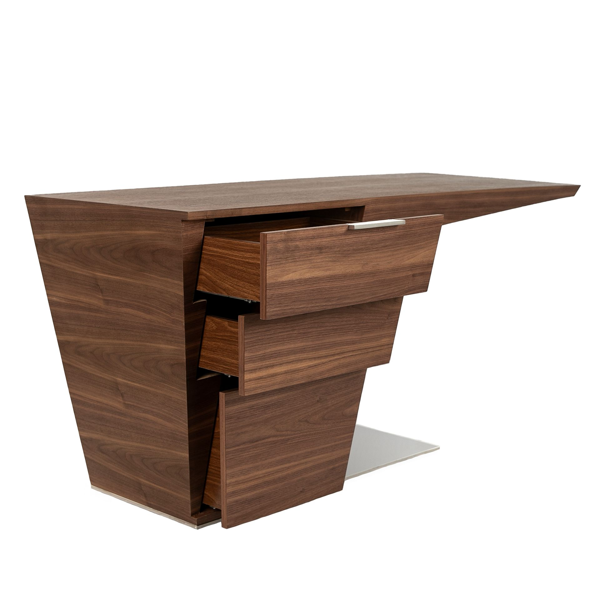 Angel Cerdá 3012 - Modern Walnoten Bureau met Verchroomd Stalen Onderstel