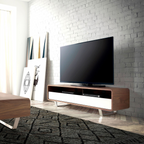 Angel Cerdá 3046 - TV-meubel wit hout, walnoot en verchroomd staal