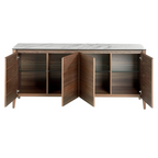 Angel Cerdá 3080 – Luxe dressoir in walnoot met imitatie marmeren glazen blad