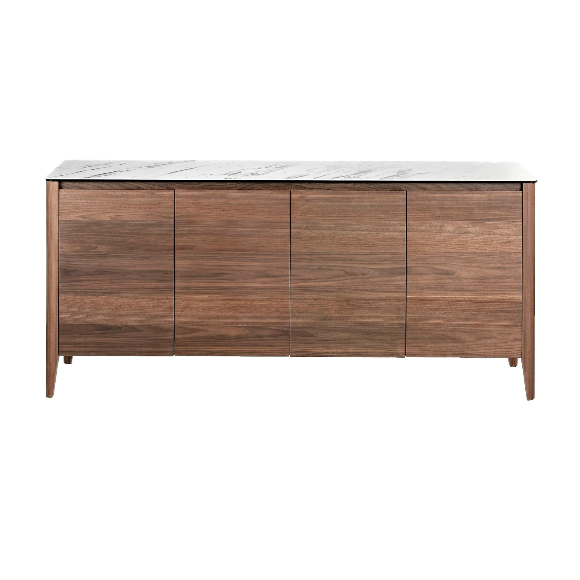 Angel Cerdá 3080 – Luxe dressoir in walnoot met imitatie marmeren glazen blad
