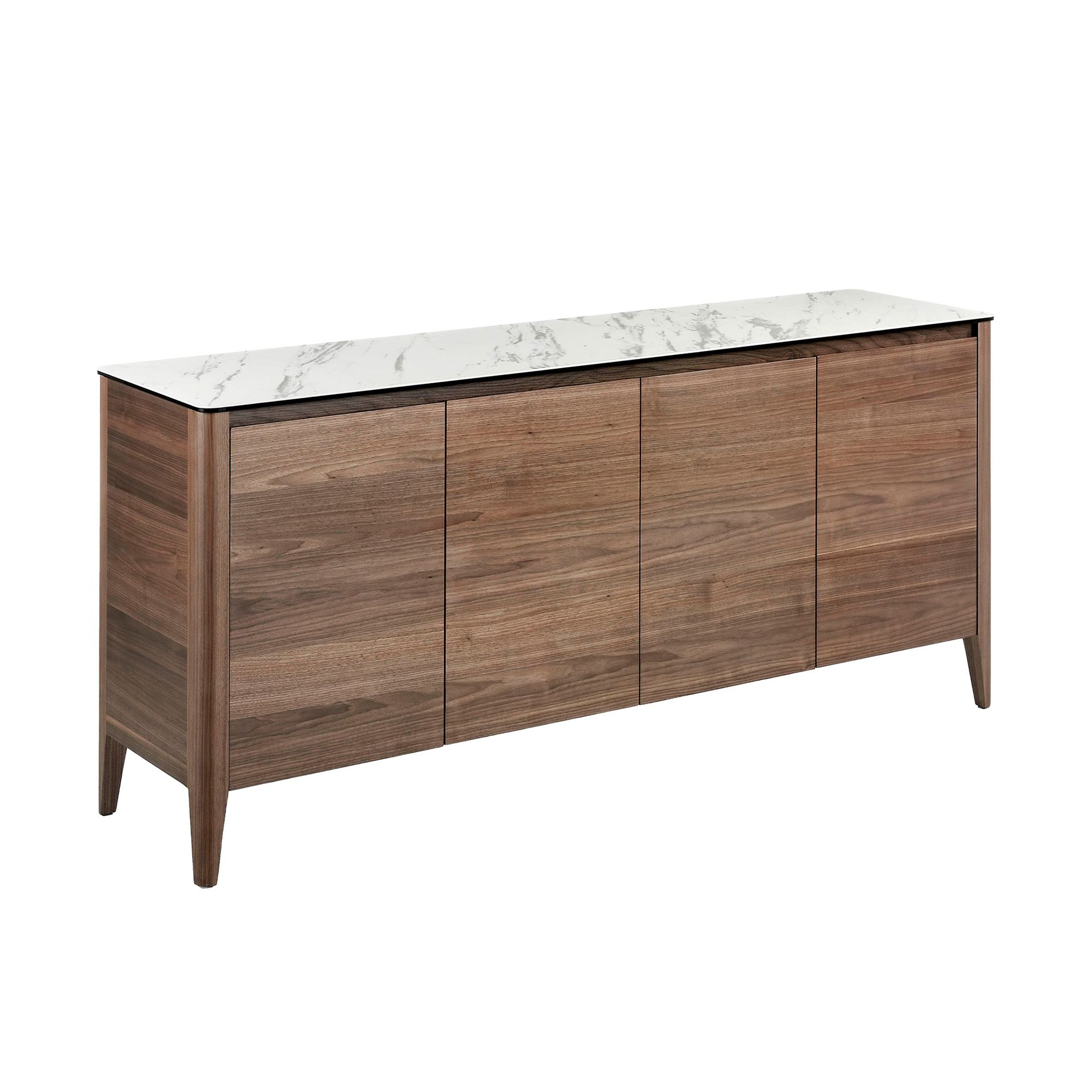 Angel Cerdá 3080 – Luxe dressoir in walnoot met imitatie marmeren glazen blad