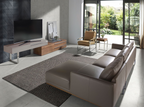 Angel Cerdá 3081 - TV-meubel van beige hout, walnoot en verchroomd staal