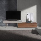 Angel Cerdá 3081 - TV-meubel van beige hout, walnoot en verchroomd staal