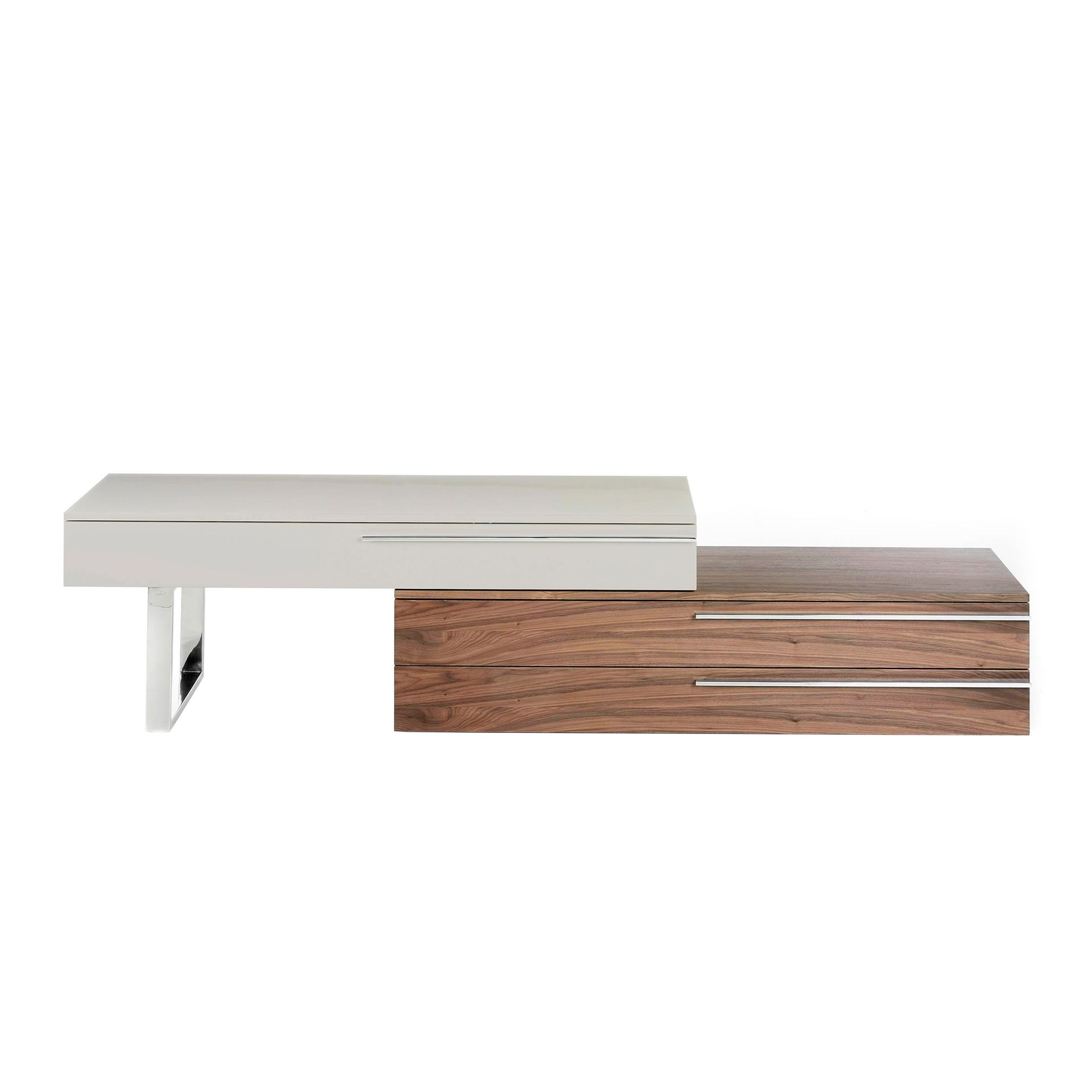 Angel Cerdá 3081 - TV-meubel van beige hout, walnoot en verchroomd staal