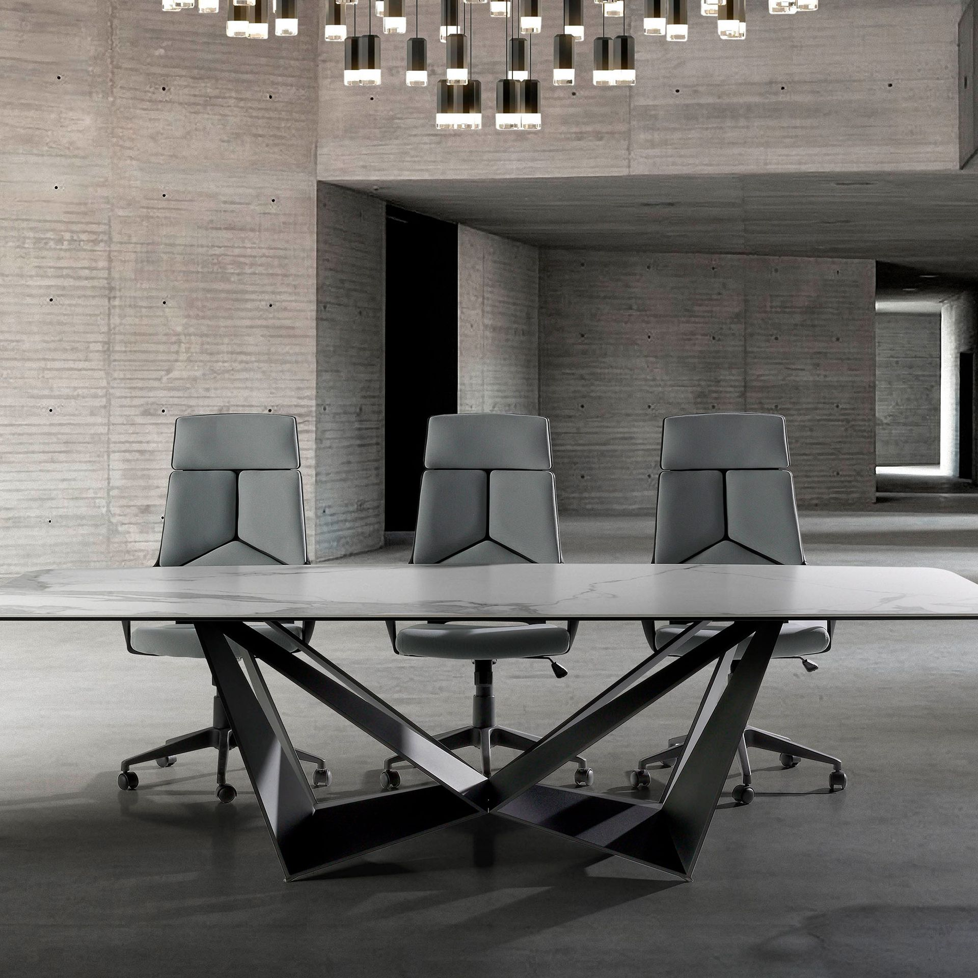 Angel Cerdá 4076 - Moderne Bureaustoel in Lichtgrijze Stof & Zwart PVC