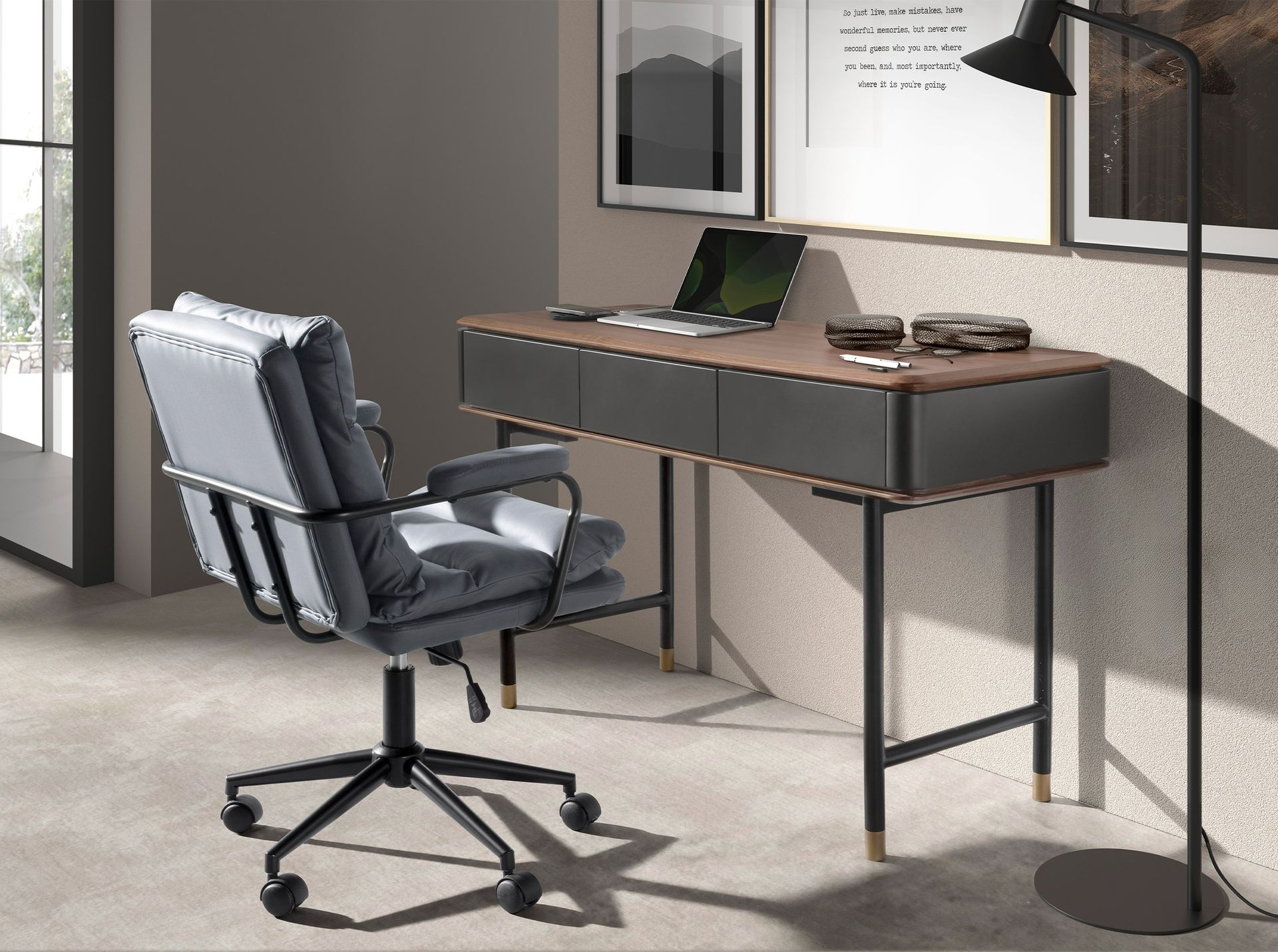 Angel Cerdá 4155 - Moderne Bureaustoel in Grijze Stof met Ergonomisch Design