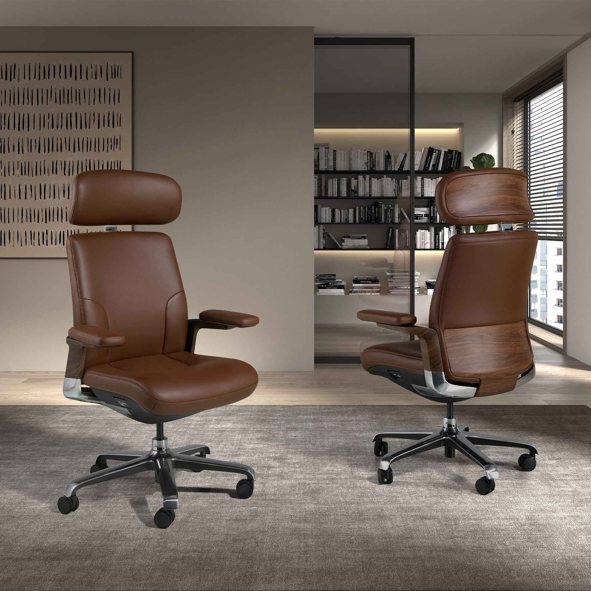 Angel Cerdá 4211 - Luxe Bureaustoel in Bruin Kunstleer met Ergonomisch Design
