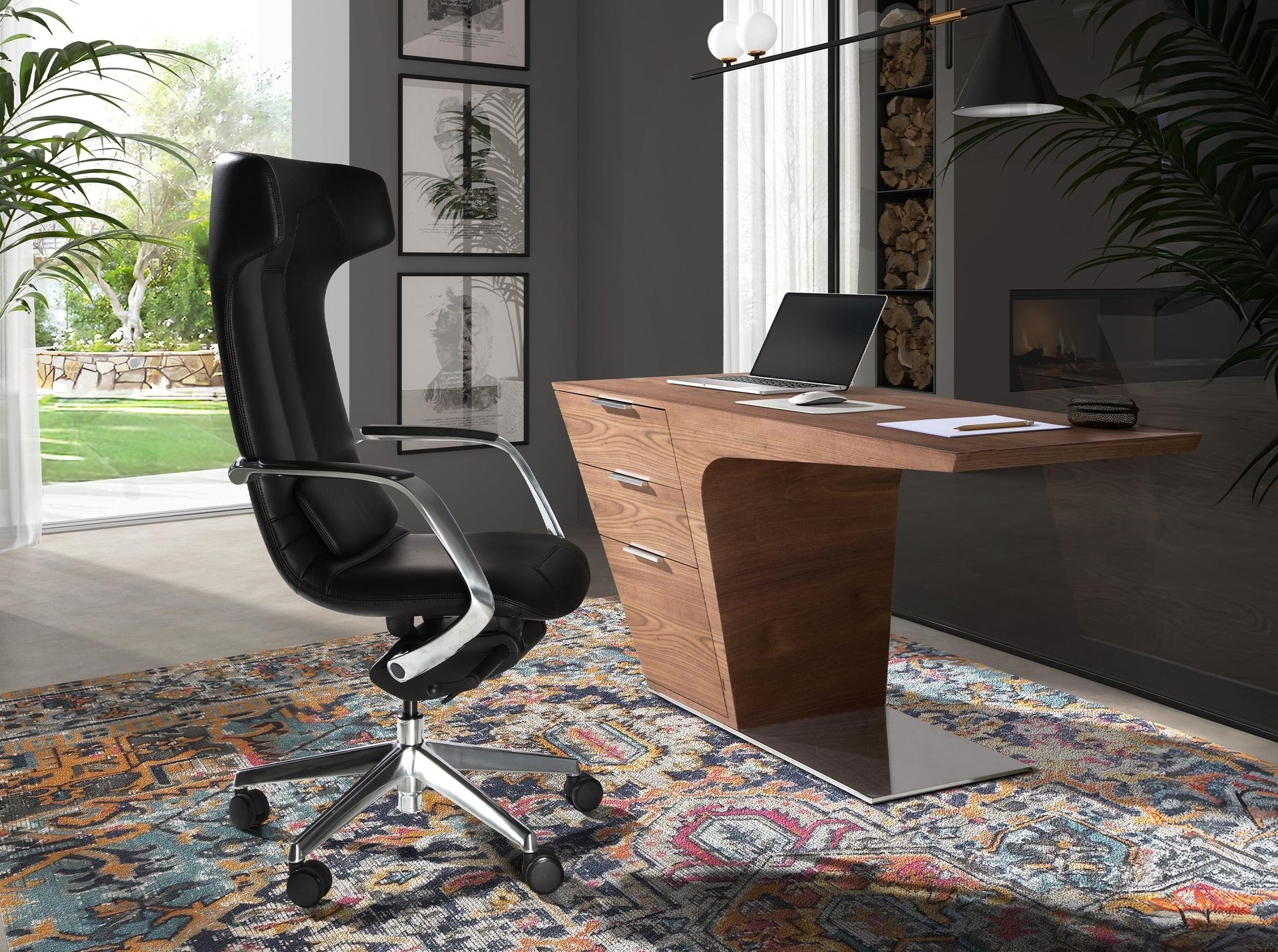 Angel Cerdá 4215 - Luxe Bureaustoel in Zwart Kunstleer met Ergonomisch Design