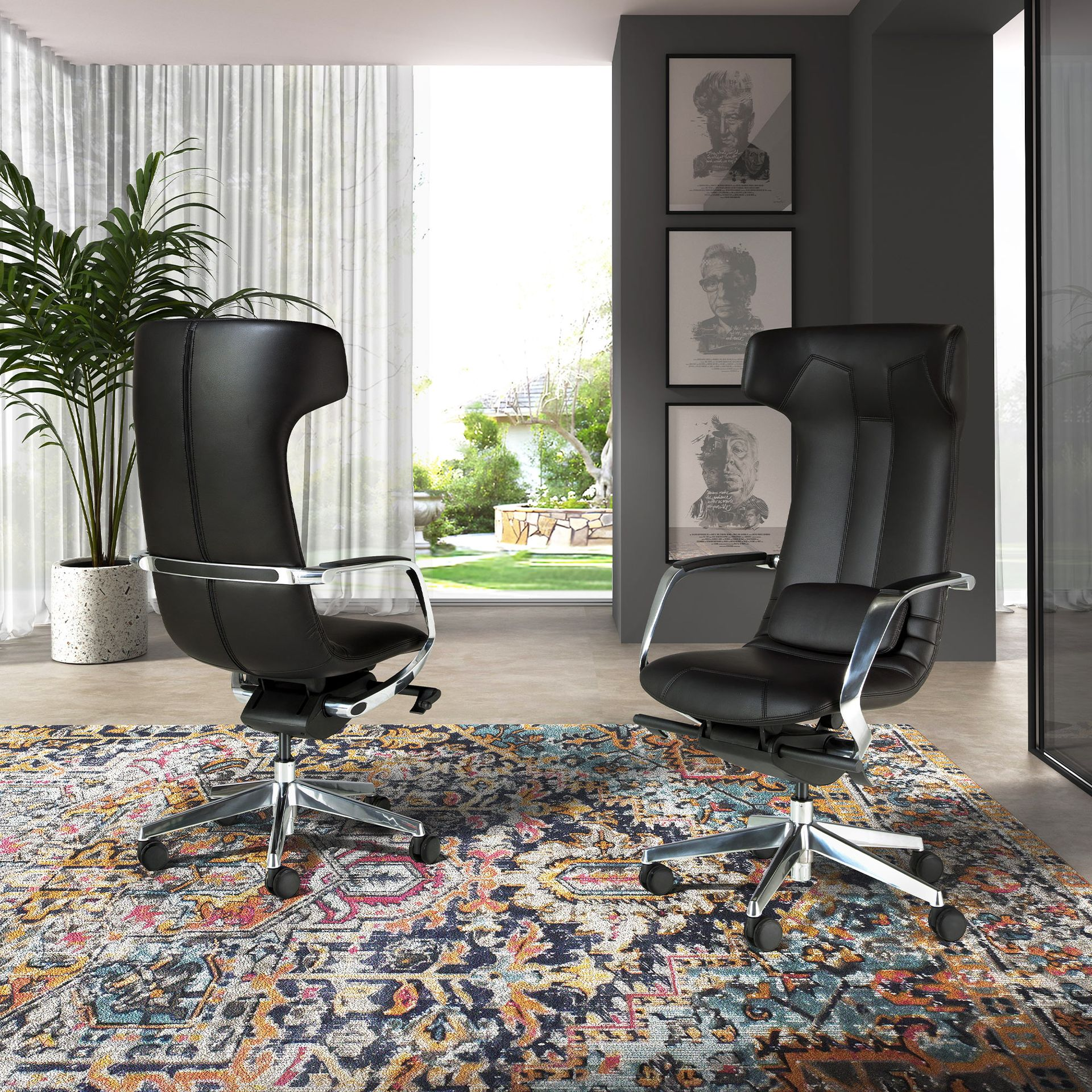 Angel Cerdá 4215 - Luxe Bureaustoel in Zwart Kunstleer met Ergonomisch Design