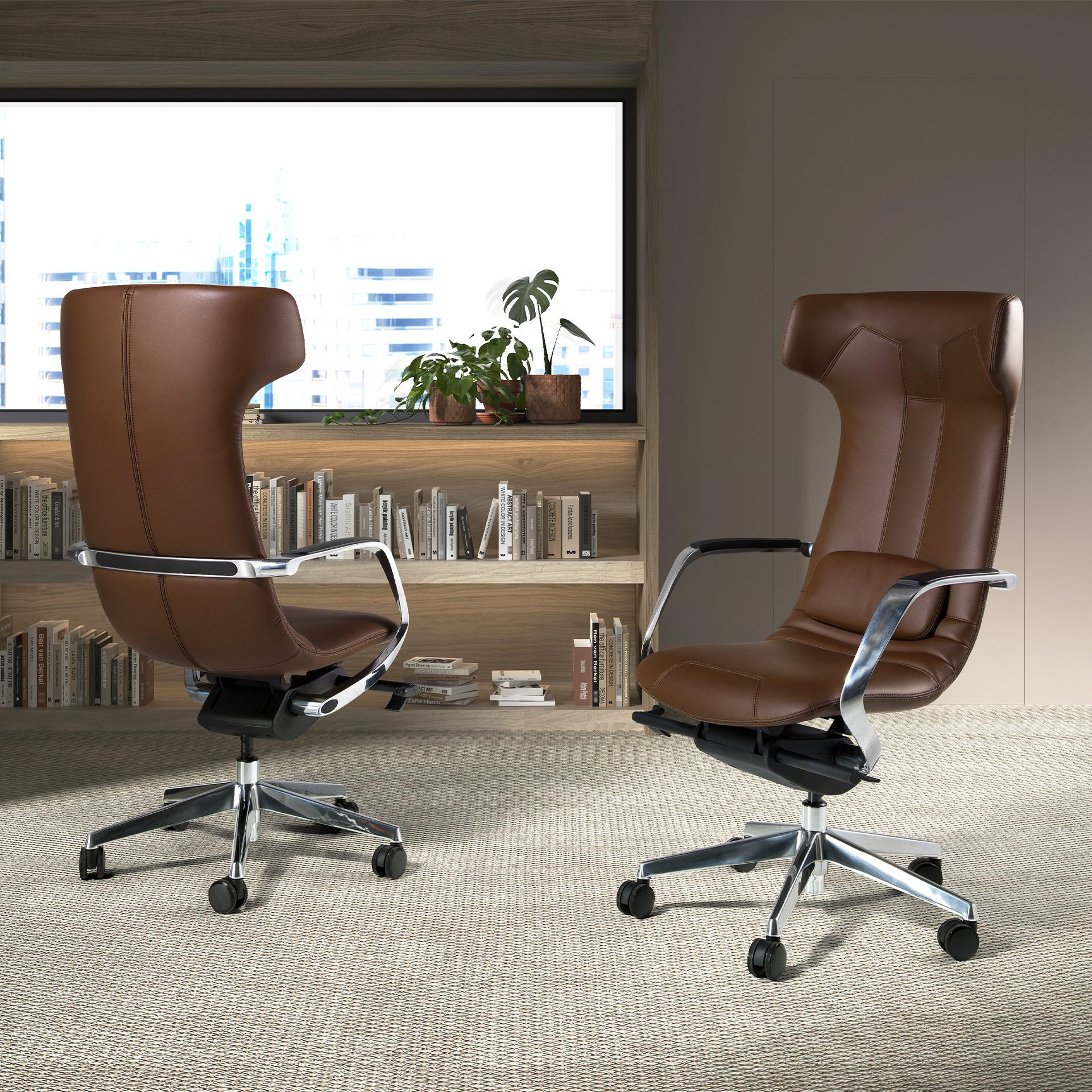 Angel Cerdá 4216 - Luxe Bureaustoel in Bruin Kunstleer met Ergonomisch Design