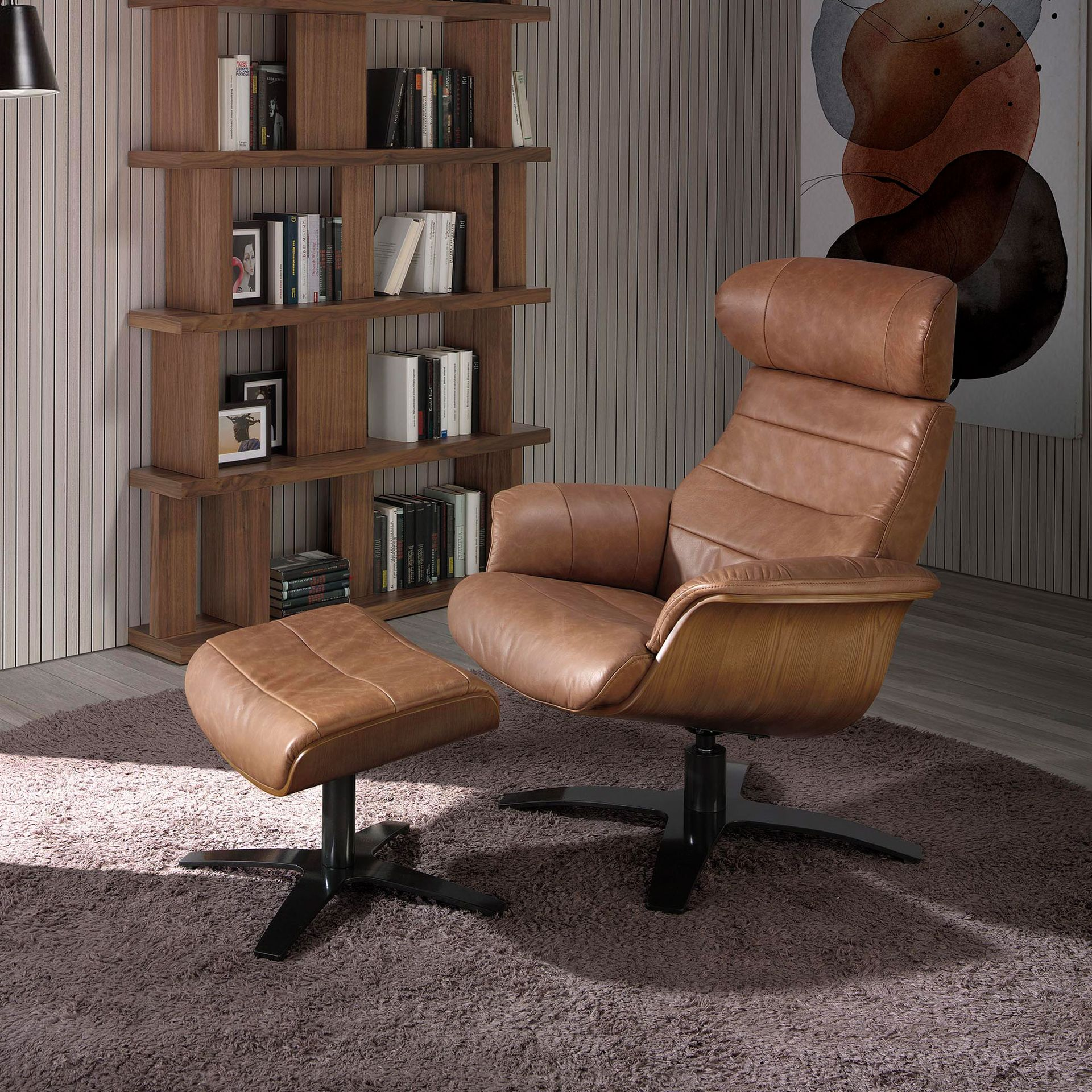 Angel Cerdá 5083 - Draaibare relaxfauteuil van bruin leer