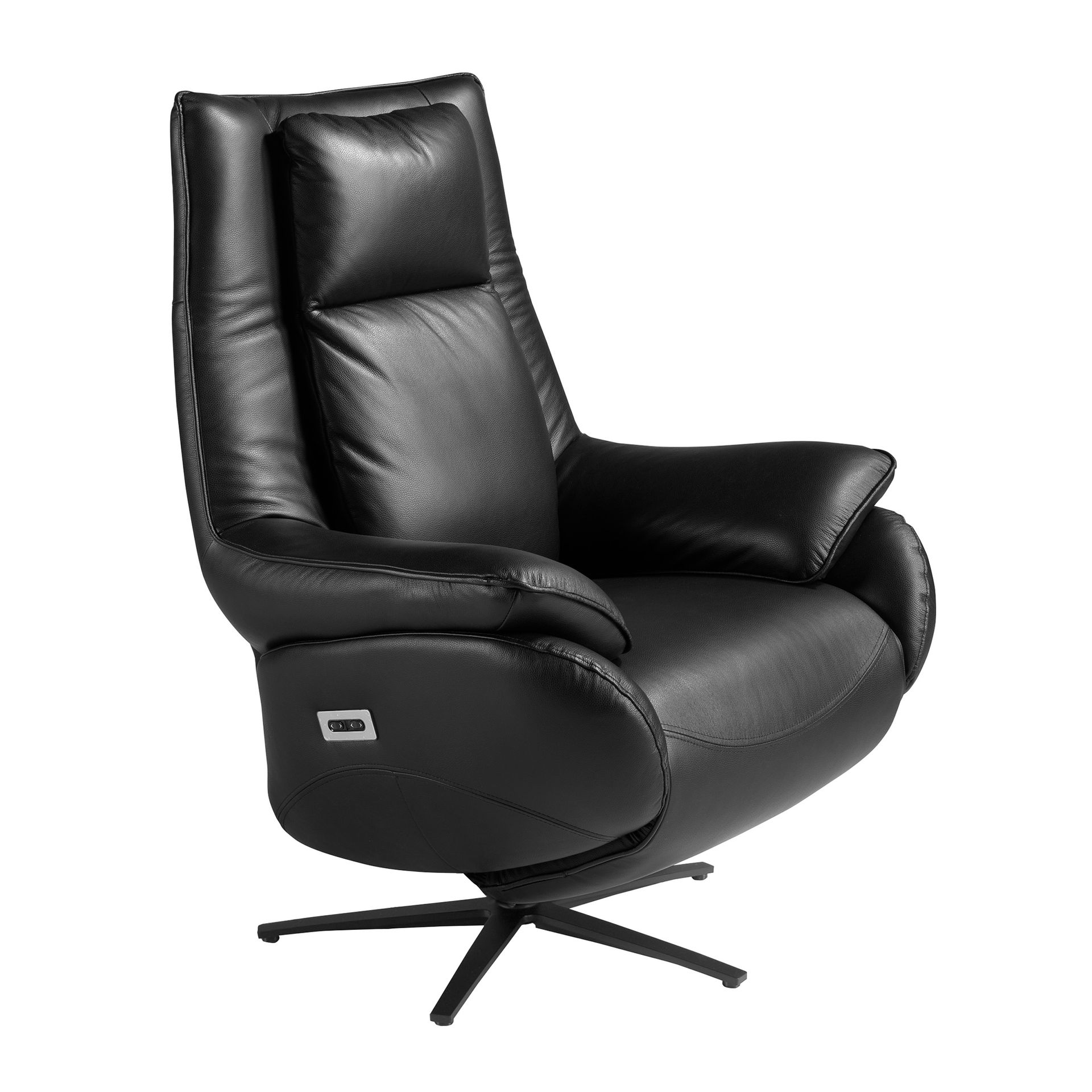 Angel Cerdá 5124 - Draaibare relaxfauteuil van zwart leer