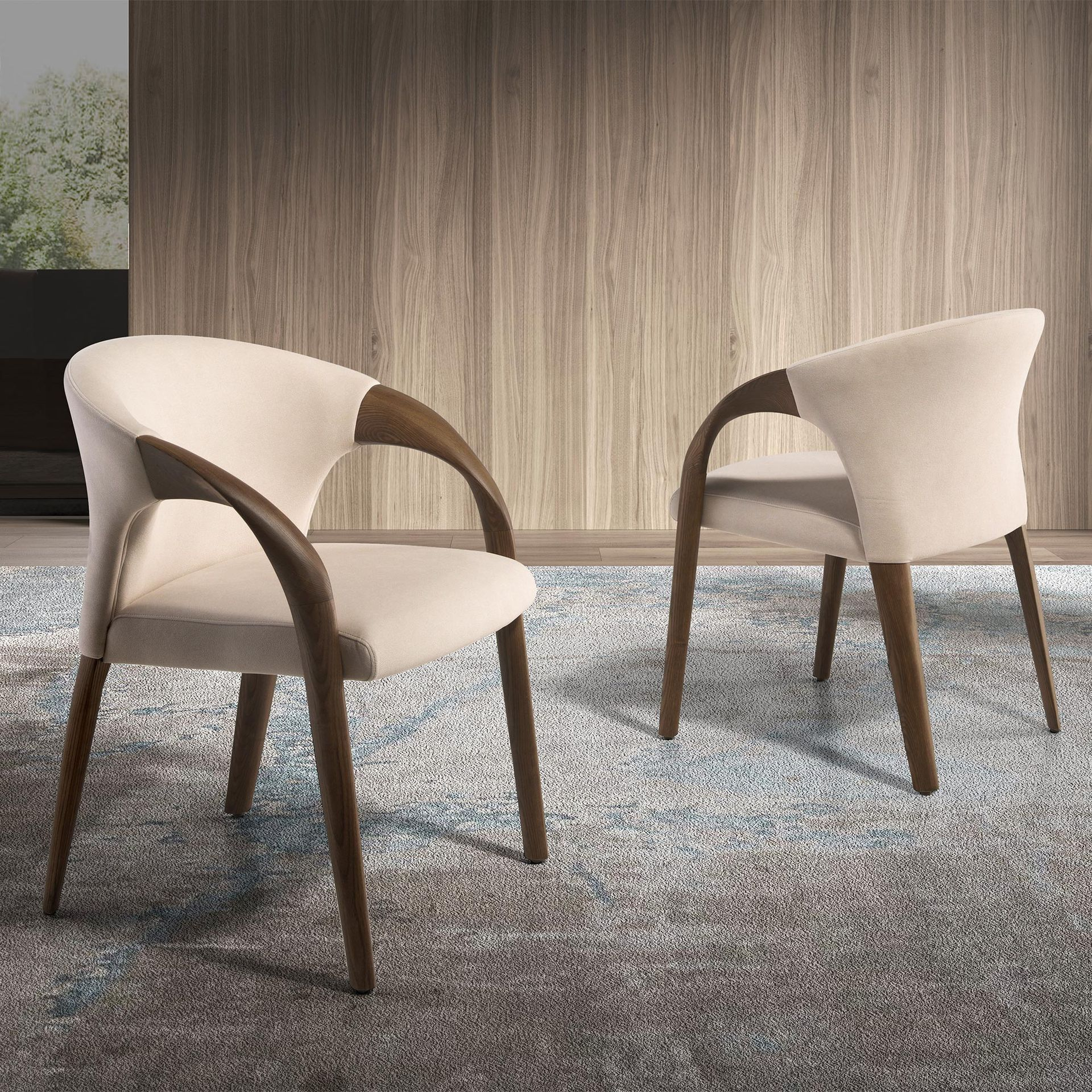 Angel Cerdá 5151 – Elegante eetkamerstoel in crème fluweel