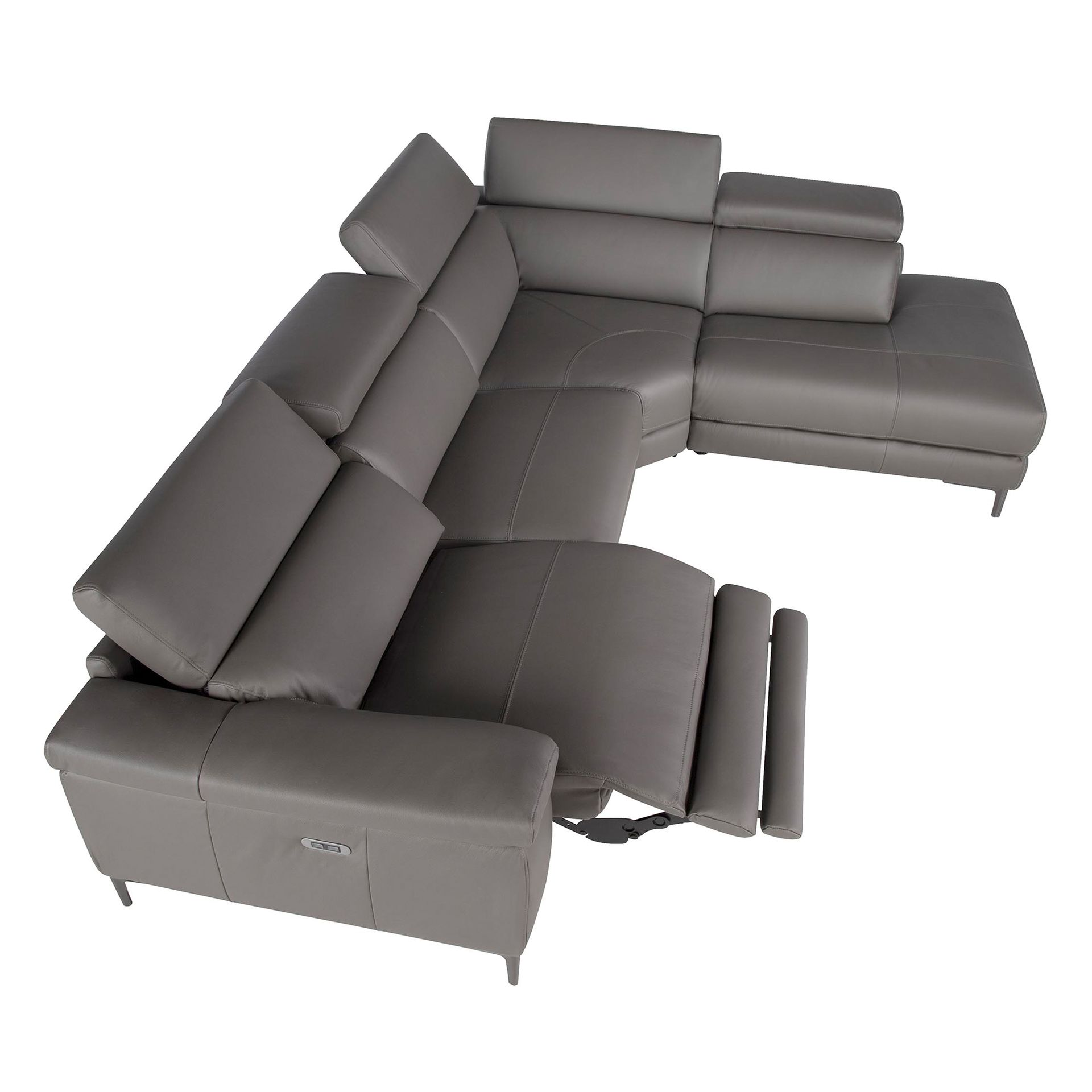 Angel Cerdá 6111 – Moderne Chaise Longue Relaxbank Rechts in Donkergrijs Leer