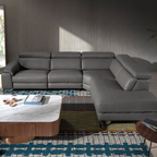 Angel Cerdá 6111 – Moderne Chaise Longue Relaxbank Rechts in Donkergrijs Leer