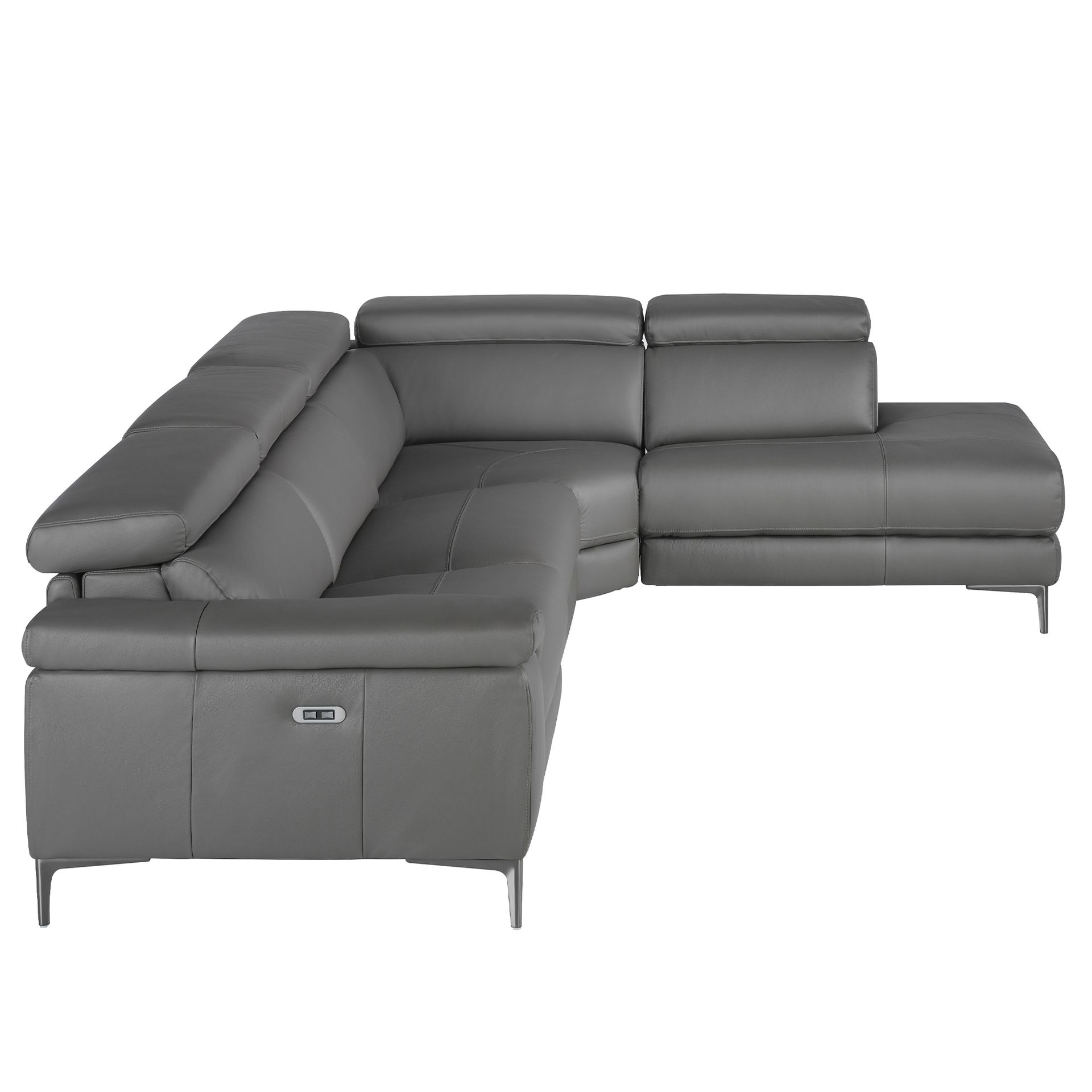 Angel Cerdá 6111 – Moderne Chaise Longue Relaxbank Rechts in Donkergrijs Leer