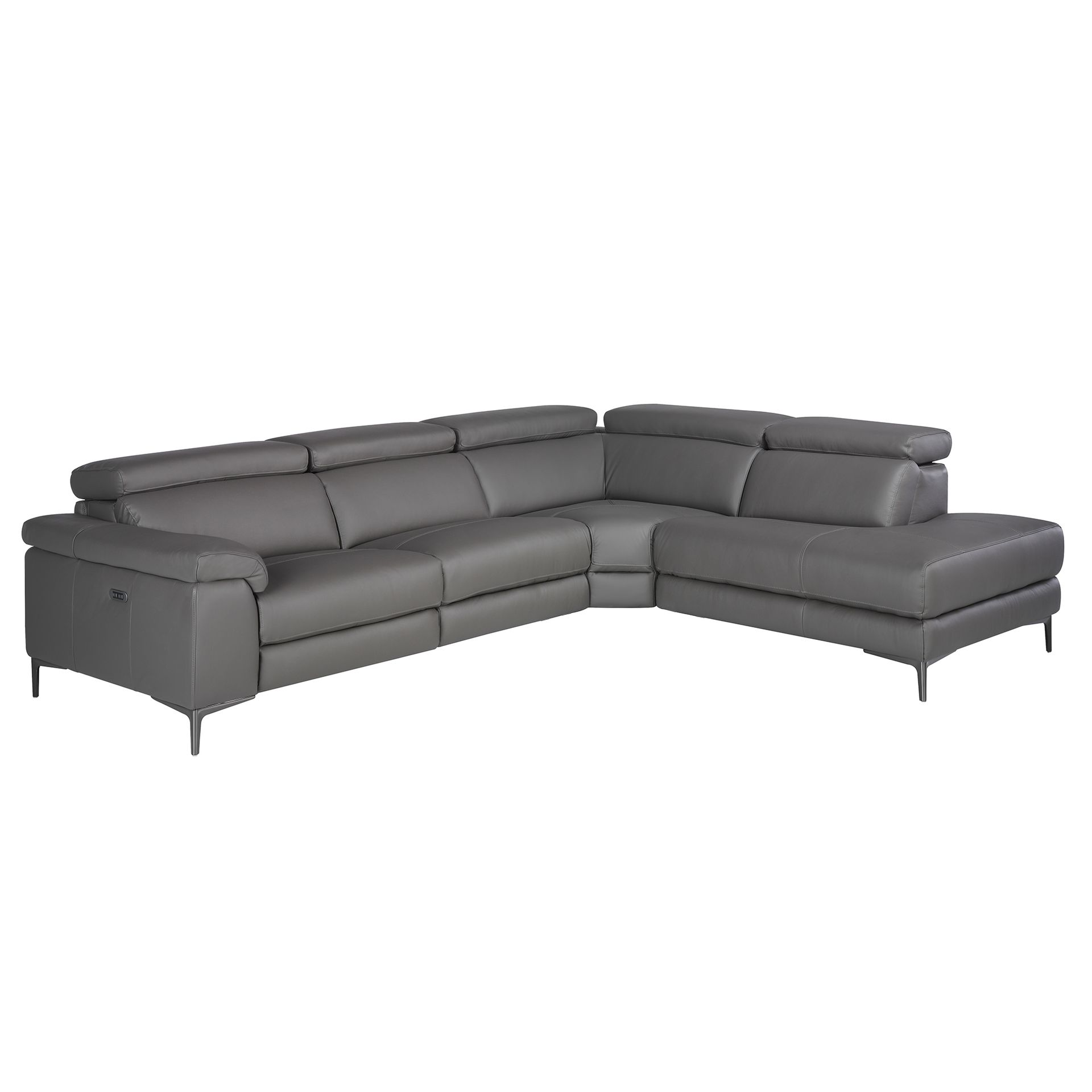Angel Cerdá 6111 – Moderne Chaise Longue Relaxbank Rechts in Donkergrijs Leer