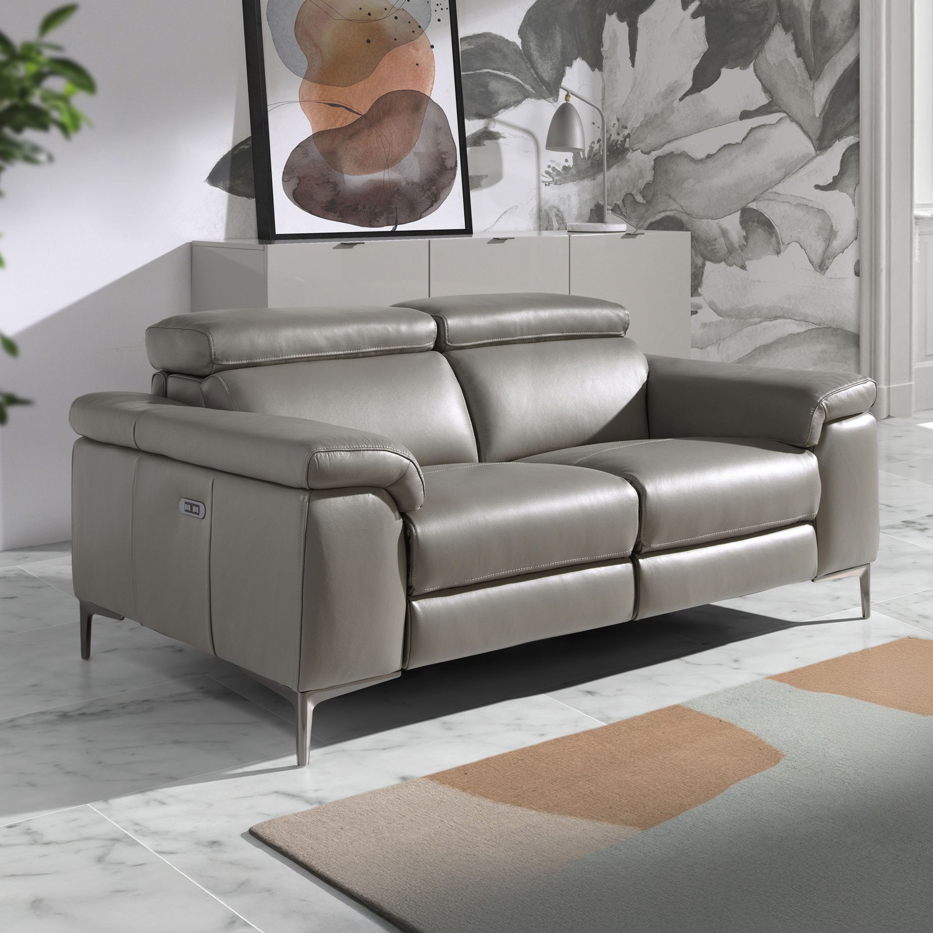 Angel Cerdá 6121 - 2-zitsbank in donkergrijs leer