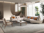 Angel Cerdá 6273 - Modulaire relaxbank met chaise longue rechts, stof zandkleurig