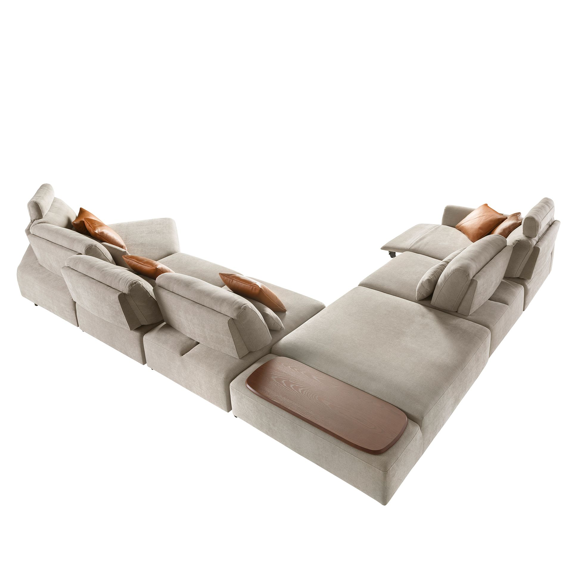 Angel Cerdá 6273 - Modulaire relaxbank met chaise longue rechts, stof zandkleurig