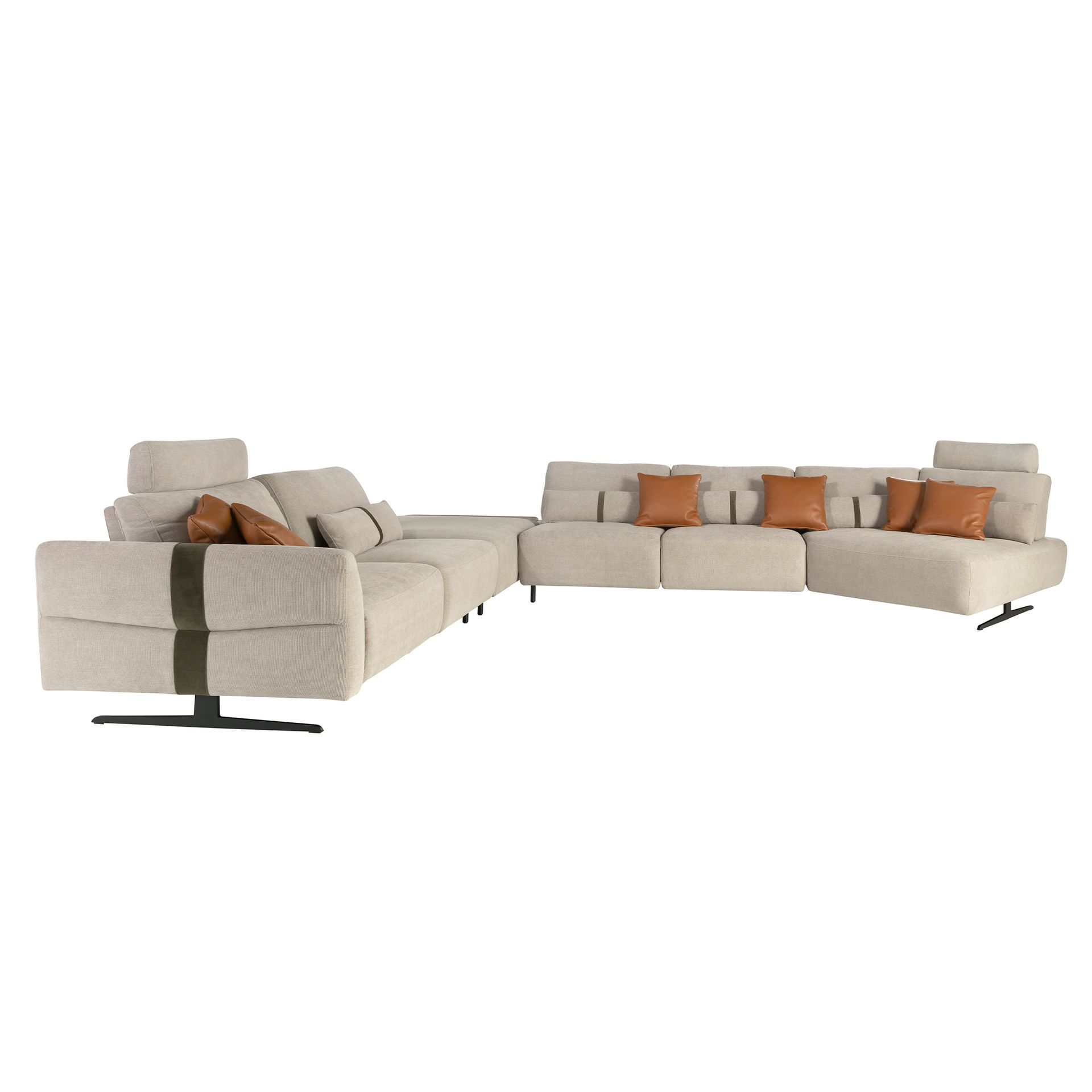 Angel Cerdá 6273 - Modulaire relaxbank met chaise longue rechts, stof zandkleurig
