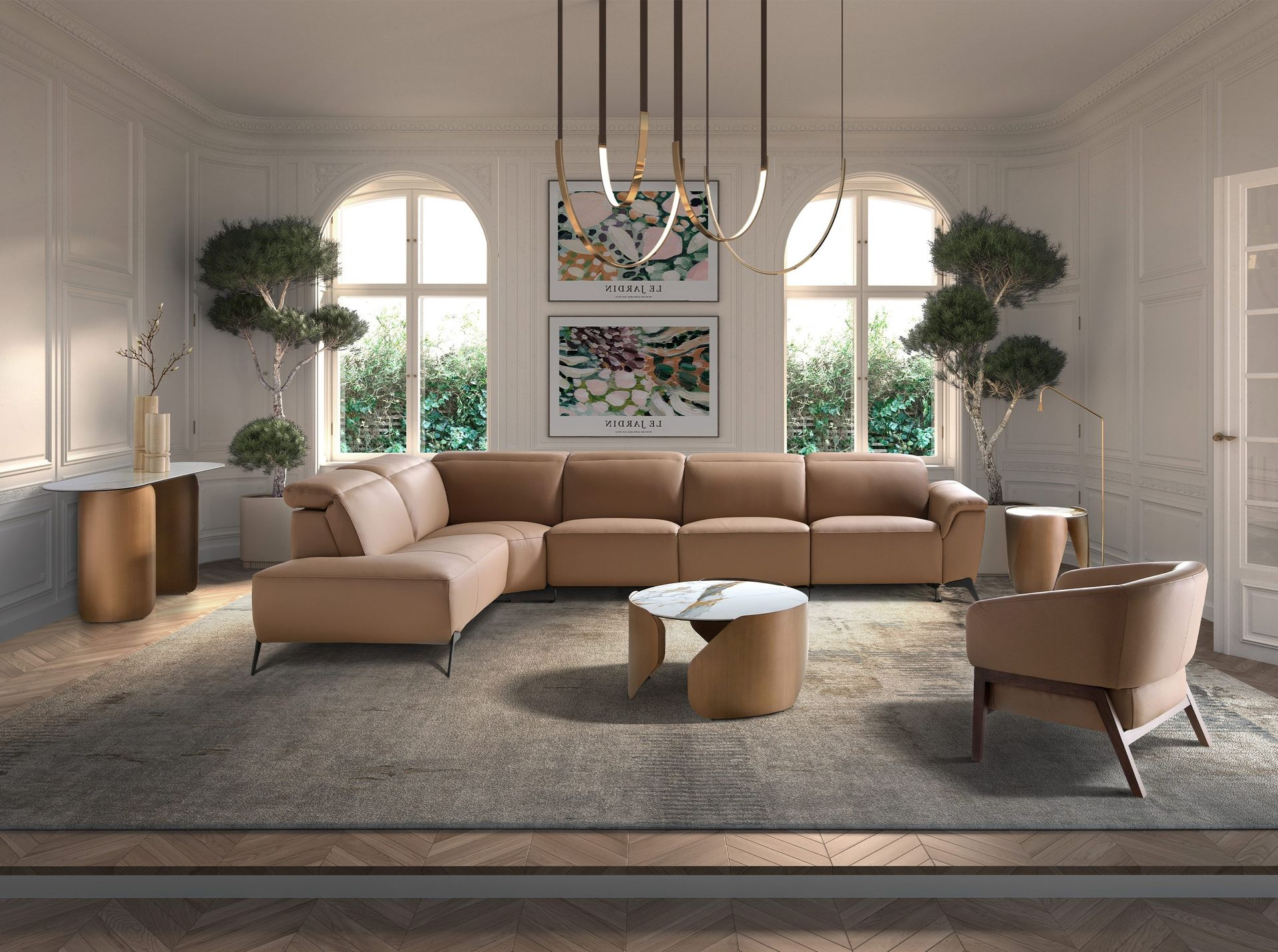 Angel Cerdá 6281 - Modulaire Chaise Longue Relaxbank in Bruin Leer (Links)
