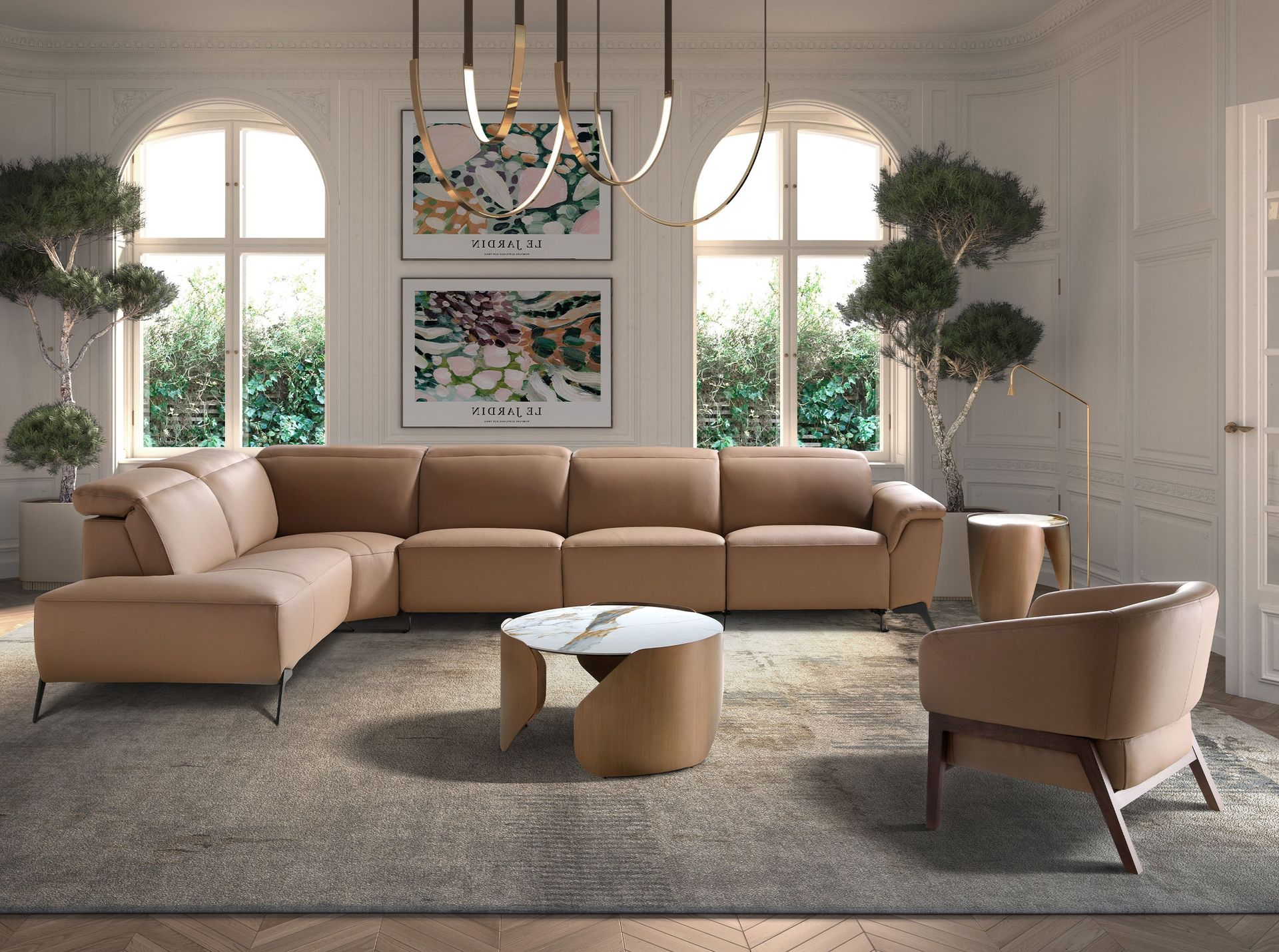 Angel Cerdá 6281 - Modulaire Chaise Longue Relaxbank in Bruin Leer (Links)