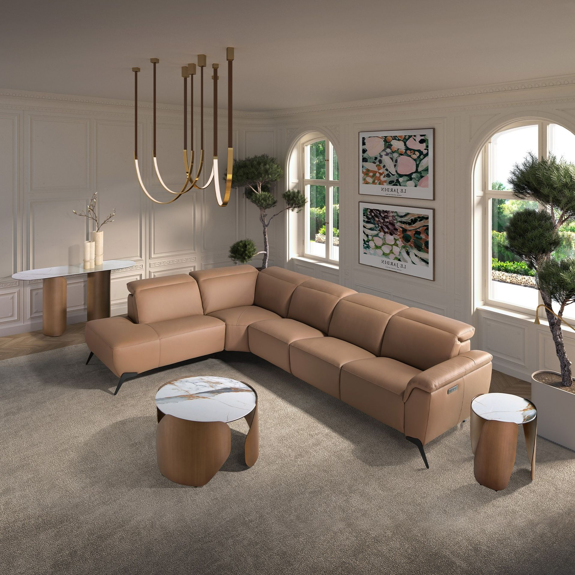Angel Cerdá 6281 - Modulaire Chaise Longue Relaxbank in Bruin Leer (Links)