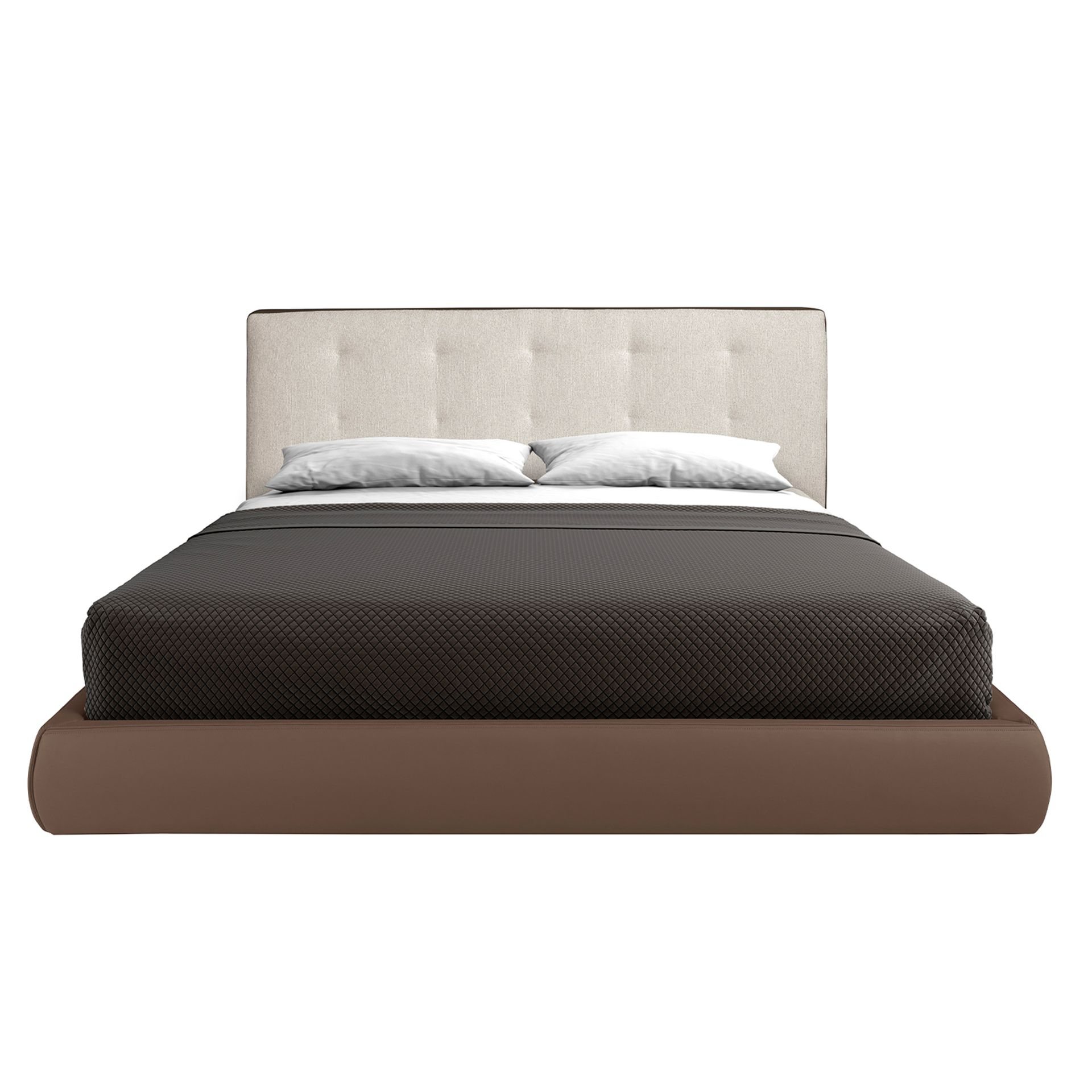 Angel Cerdá 7174 – Modern tweepersoonsbed in bruine stof en bruin ecoleer