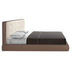 Angel Cerdá 7174 – Modern tweepersoonsbed in bruine stof en bruin ecoleer
