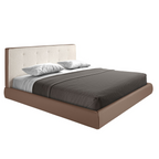 Angel Cerdá 7174 – Modern tweepersoonsbed in bruine stof en bruin ecoleer